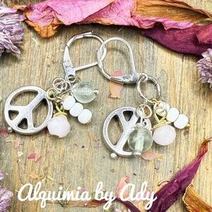 Alquimia Green and silver peace Earrings